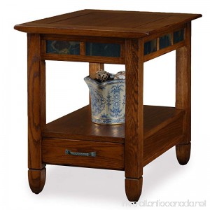 Slatestone Oak Storage End Table - Rustic Oak Finish - B006ZTIA16