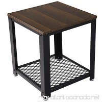SONGMICS 2-tiered End Table Square-Frame Side Table with Metal Grate Shelf Black Walnut ULET41K - B0722GQRMM