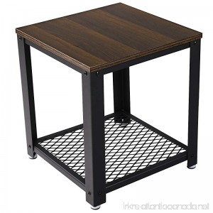 SONGMICS 2-tiered End Table Square-Frame Side Table with Metal Grate Shelf Black Walnut ULET41K - B0722GQRMM