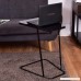 Tangkula Snack Table Home Glass Top Metal Frame Sofa Side End Table C shaped Table (1 black) - B075QDZYF1