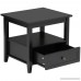 Topeakmart Black End Table with Bottom Drawer and Open Storage Shelf for Living Room Sofa Side Table - B078XQDKPL