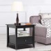 Topeakmart Black End Table with Bottom Drawer and Open Storage Shelf for Living Room Sofa Side Table - B078XQDKPL