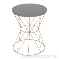 Uniek Kate and Laurel Mendel Round Metal End Table  Gray Top with Rose Gold Base - B073X7NDCB