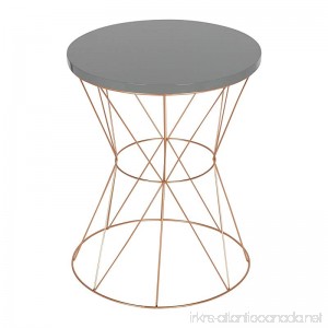 Uniek Kate and Laurel Mendel Round Metal End Table Gray Top with Rose Gold Base - B073X7NDCB