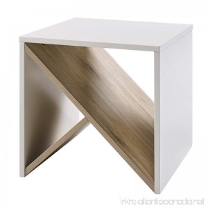 Versanora Bloccare Side Table - White/Natural - B078SWBXV2