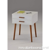 White / Dark Oak Finish Side End Table Nighstand with Two Drawer 24"H - Mid-Century Style - B01N4QCLI4