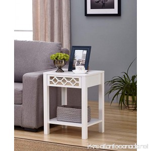 White Finish Glass Front Side End Table Nightstand with Bottom Shelf - B07583TG8S