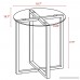 Yaheetech End Side Table Round Glass Top Coffee Sofa Table Modern Small Spaces Bedroom Living Room Furniture - B01NAJEPML