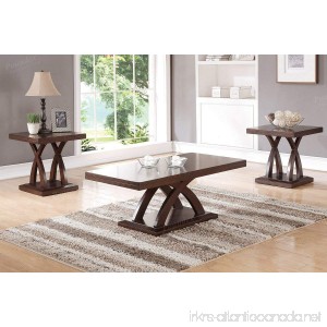 3PCS Coffee End Table Set features uniquely crafted platform leg supports display a smooth wood tabletop - B01LWZE3ZI