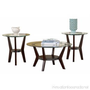 Ashley Furniture Signature Design - Fantell Circular Glass Top Occasional Table Set - Contains Cocktail Table & 2 End Tables - Contemporary - Dark Brown - B006F61YRG