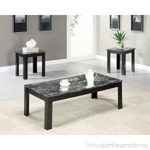 Black/Grey Marble-Look Top 3 Piece Table Set - B00ROCDGJ4