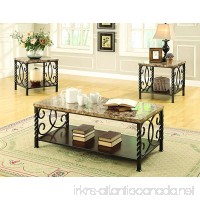 Coaster Occasional Transitional Dark Brown Three-Piece Table Set with Faux Marble Top - B00TE73CUU
