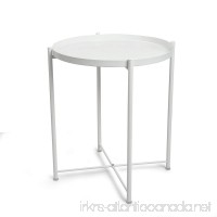 CORNERIA Folding Tray End Table - Collapsible Metal Side table (White) - B07BXJ7X32