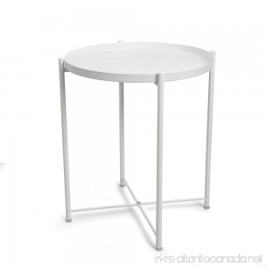 CORNERIA Folding Tray End Table - Collapsible Metal Side table (White) - B07BXJ7X32