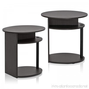 Furinno JAYA Simple Design Oval End Table Set of 2 Walnut 2-15080WNBK - B073P4F8R2