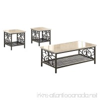 Homelegance Fairhope 3-Piece Occasional Table Set with Metal Frame and Faux Marble Top  Cream - B01EZP36UG
