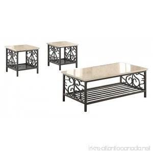 Homelegance Fairhope 3-Piece Occasional Table Set with Metal Frame and Faux Marble Top Cream - B01EZP36UG