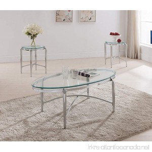 Kings Brand Furniture 3 Piece Glass Top Coffee Table & 2 End Tables Occasional Set Chrome - B012EB3TO6