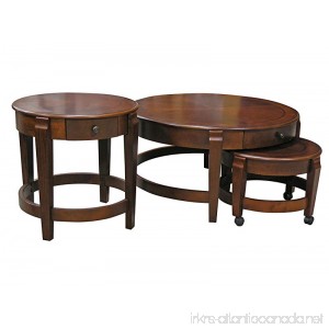 Nesting Coffee Table Set with Accent Table in Chestnut finish - B01DYDGCY2