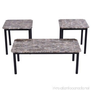 TANGKULA 3 Piece Marble-Look Top Coffee and Ende Table set Living Room Furniture Decor - B01LQ4MYXO