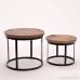 The Urban Chic Tribeca Tables Set of 2 Round Accent Tables Late 20th Century Design Sustainable Wood Iron Frame 20 7/8 D x 17 5/7 H and 16 7/8 D x 13 3/4 H Inches By Whole house Worlds - B01N0HCRJD