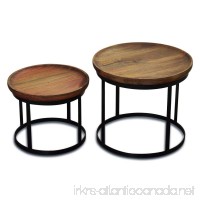 The Urban Chic Tribeca Tables  Set of 2 Round Accent Tables  Late 20th Century Design  Sustainable Wood  Iron Frame  20 7/8 D x 17 5/7 H and 16 7/8 D x 13 3/4 H Inches By Whole house Worlds - B01N0HCRJD