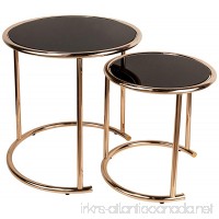 2-Pc Round Nesting End Table with Black Glass Top - B01HUA338S