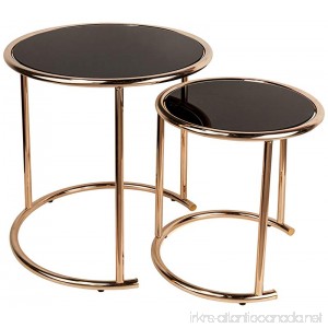 2-Pc Round Nesting End Table with Black Glass Top - B01HUA338S