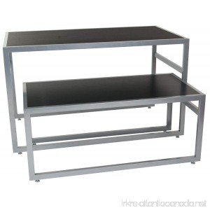 2-Piece Set of Rectangular Nesting Tables Modern Lines Steel Frame with MDF Counter (Black) - B078BF5W53