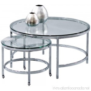 Bassett Mirror Patinoire Round Cocktail Table on Casters in Chrome Plate - B005INGFFI