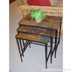 Black 3 Piece Nesting Tables With Slate Top - B0017LQ4T2