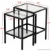 Black Metal Glass Side End Nesting Tables with Shelf Set of 2 + FREE E - Book - B079Z5CBJP