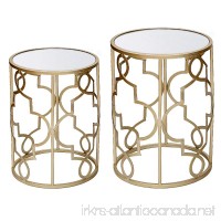 DecentHome Nesting Accent Metal Structure End Table set (Gold  Set of 2) - B01IPWCIFO