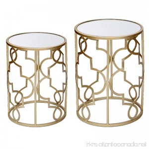 DecentHome Nesting Accent Metal Structure End Table set (Gold Set of 2) - B01IPWCIFO