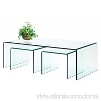 Fab Glass and Mirror 3 Piece Clear Bent 3/8" Thick Glass Nest Tables - B012VHVNAU