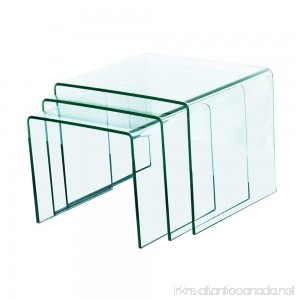 Fab Glass and Mirror Bent Glass Nest Tables 3/8 Thick Clear 3 Piece - B0119RMNEI