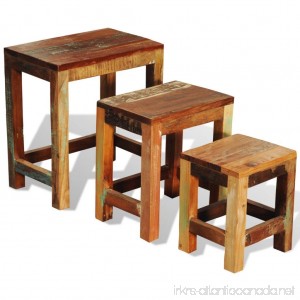 Festnight Set of 3 Nesting End Side Table Reclaimed Wood Night Stand Corner Table Antique-style Wooden Stacking Tables for Living Room Balcony Small Place Home Rustic - B07718L34Q