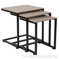 Flash Furniture Midtown Collection Sonoma Oak Wood Grain Finish Nesting Tables with Black Metal Cantilever Base - B0797MYXBL