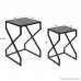 Kate and Laurel - Amyx 2-Piece Modern Nesting Side Accent Tables Geometric Black Metal Base with Distressed Pewter Finish Wooden Top - B07CM6VW9S