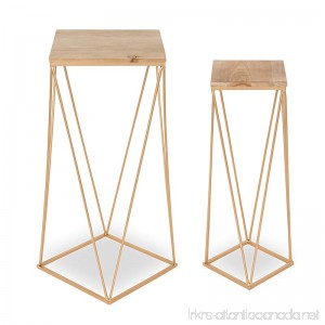 Kate and Laurel Gabriele Metal Accent Nesting Tables with Natural Wood Top and Gold Base Set of 2 - B07BH2FFH3