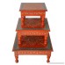 Rajasthani Handpainted Work Design Puja Chowki & Bajot Set Of 3 Pcs Orange Color - B010QJ4884