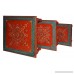 Rajasthani Handpainted Work Design Puja Chowki & Bajot Set Of 3 Pcs Orange Color - B010QJ4884