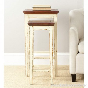 Safavieh American Homes Collection Ryde Antiqued White and Dark Brown Nesting Tables - B0044EH9QQ