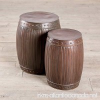 Zallzo Copper Fluted HANDMADE Round Barrel End Table Stools - Copper (Set of 2) - B06XSMF9D1