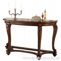 Ashley Furniture Signature Design - Norcastle Glass Top Sofa Table - Semi-Circle - Dark Brown - B00132EF1Y