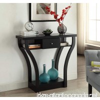 Black Finish Curved Console Sofa Entry Hall Table with Shelf / Drawer - B01AE1PRO8