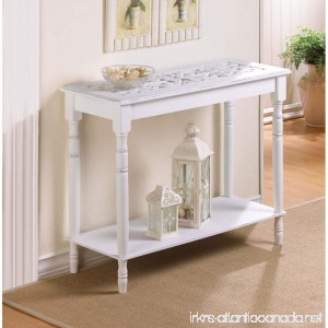 Charming Home Décor Intricately Carved Top Table- Distressed White Wood- Hallway - B01LWY79DT