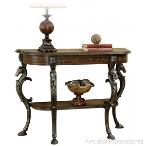 Powell Masterpiece Floral Demilune Console Table with Horse head and Hoofed-foot Cast Legs and Display Shelf - B001DK3GH0