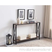 Reclaimed Weathered Oak / Black Metal Frame 2-tier Entryway Console Sofa Table with X-Design Sides - B0794PRWSH