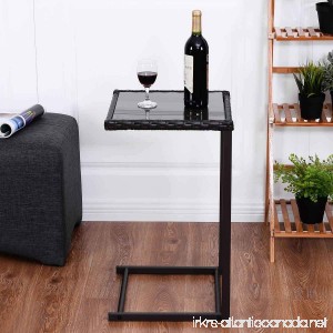 Safstar Coffee Tea Tray Side Sofa Couch Chair End Table with Wicker Rattan Square Glass Furniture - B01IBOP0P6
